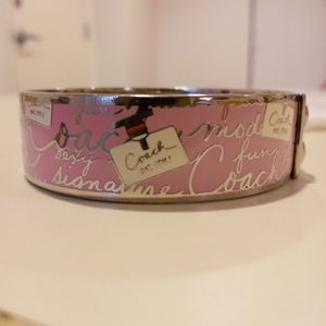 Coach Bangle Bracelet Enamel Pink/Silver